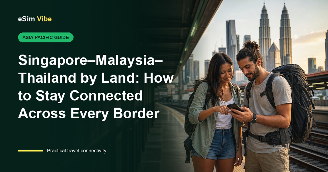 eSIM Singapore Malaysia Thailand land route shown across three borders