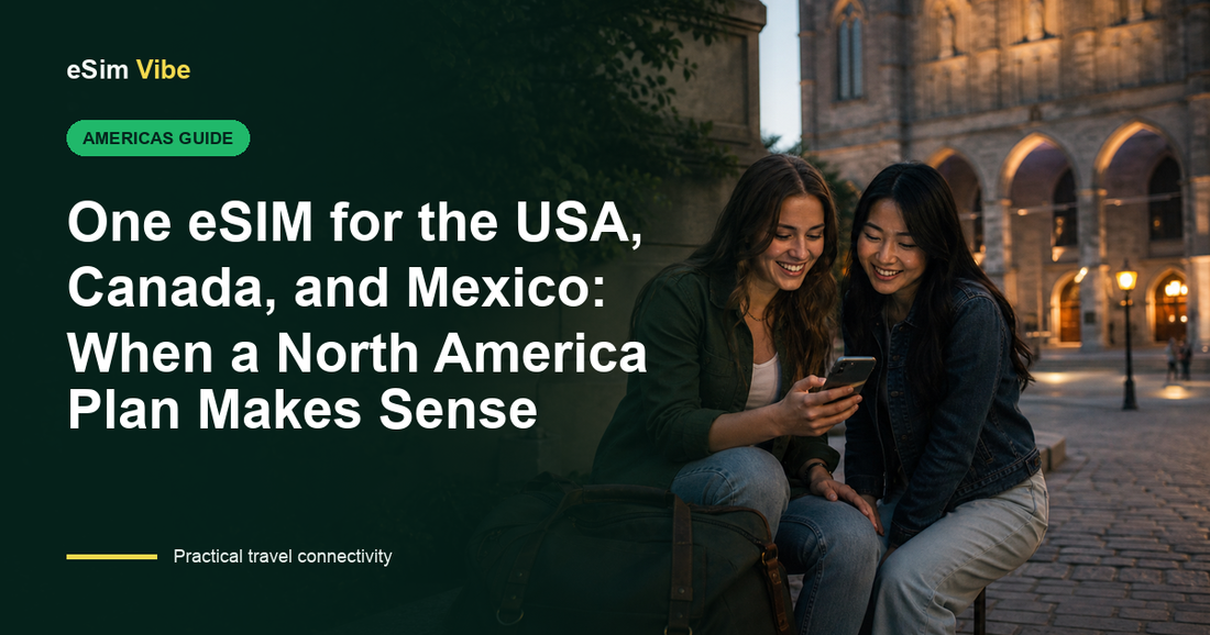 eSIM USA Canada Mexico route crossing two international land borders
