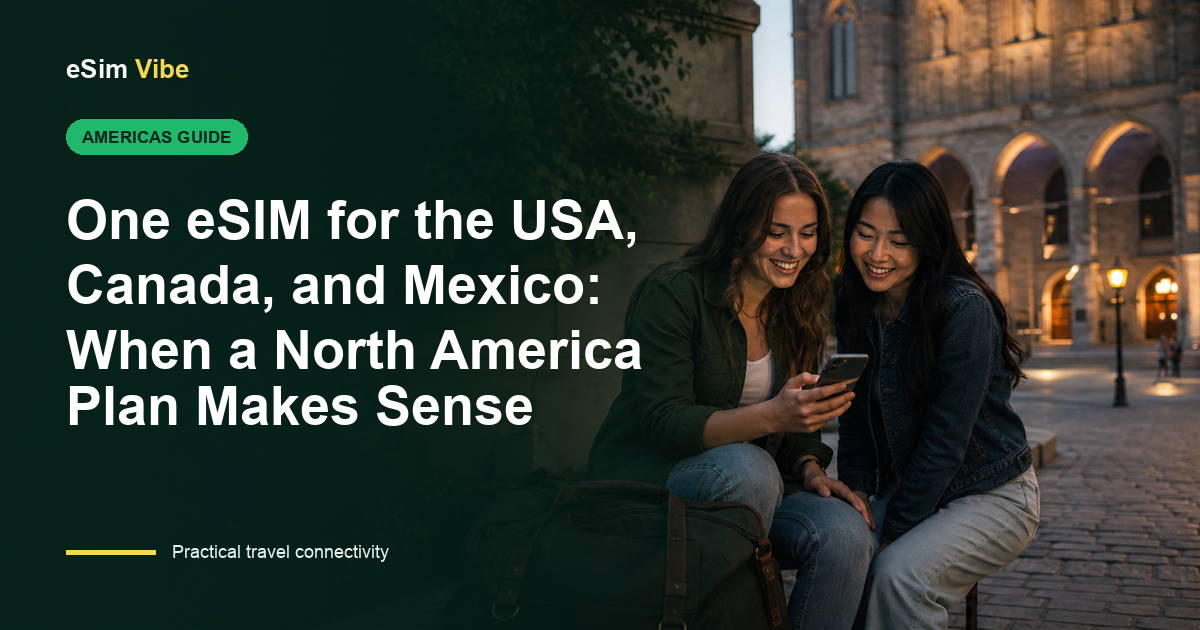 eSIM USA Canada Mexico route crossing two international land borders