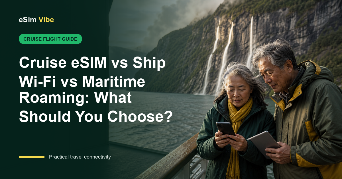 Comparison of cruise eSIM vs ship Wi-Fi and maritime roaming on a phone at sea