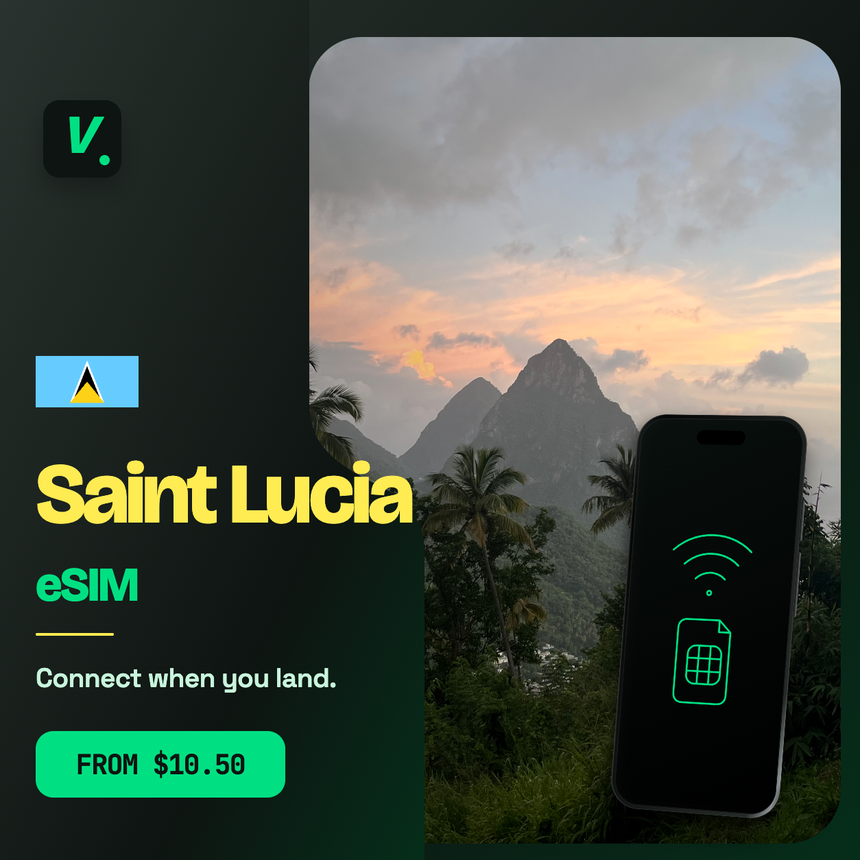 Saint Lucia eSIM – prepaid travel data plans